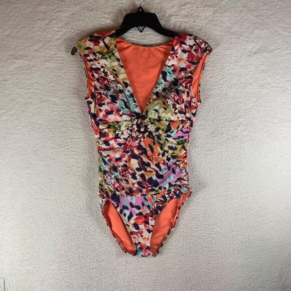 Bleu Rod Beattie Women's Animal Print Cap Sleeve One Piece Swimsuit Size 6 NWT - Picture 1 of 8